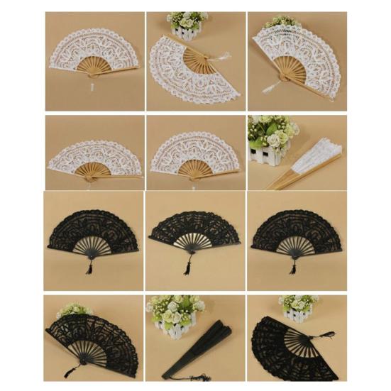 Yousheng Vintage Lace Folding Fan with Tassel Wedding Party Bride Hand Held Fan Portable Summer Fan Decoration Dance Performance Props Party