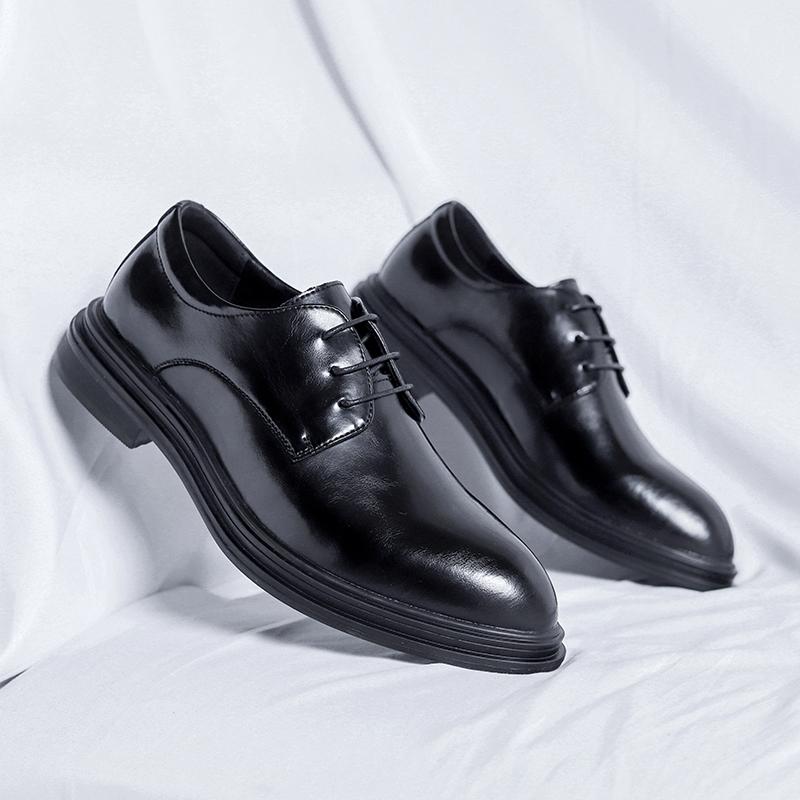 Fashion Black Classic Men's Leather Shoes Minimalist Gentleman Style Fashion Party Groom Wedding Versatile Shoes Hot Selling New