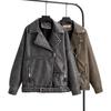2023 Autumn European & American Style Oversized Washed PU Leather Lapel Jacket for Women