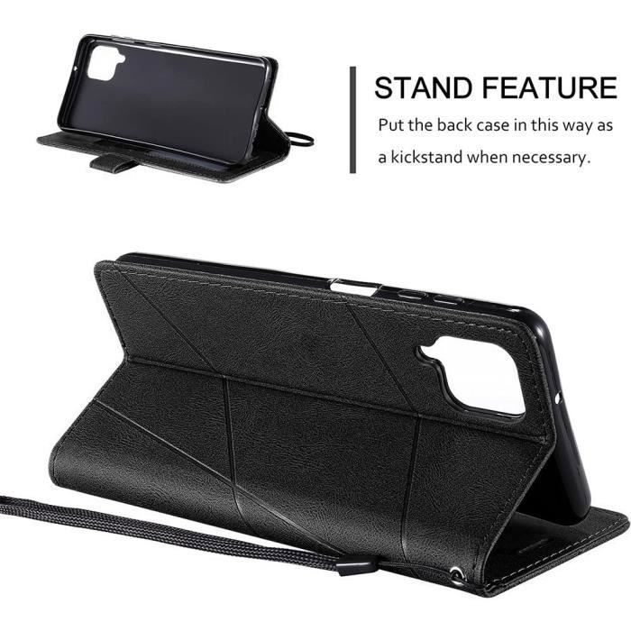 Coque de protection pour samsung galaxy a22 5g - booling - effet cuir flip case noir