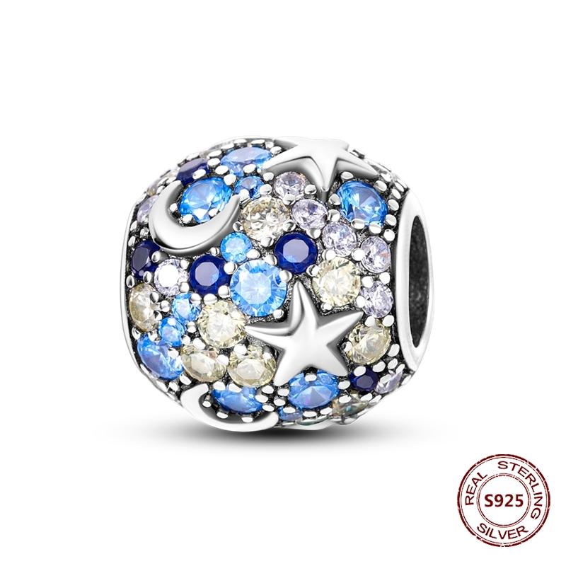 Copper Buckle Copper Charm Blue Star Moon Bead Butterfly Suitable For Original Bracelet Zircon Fine Diy Jewelry