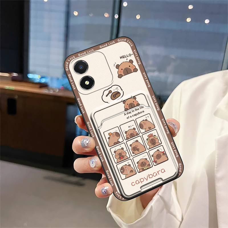 Anti-knock Waterproof Phone Case For Honor X5 Soft case Silicone TPU Graffiti Card sleeve Card slot Durable protective