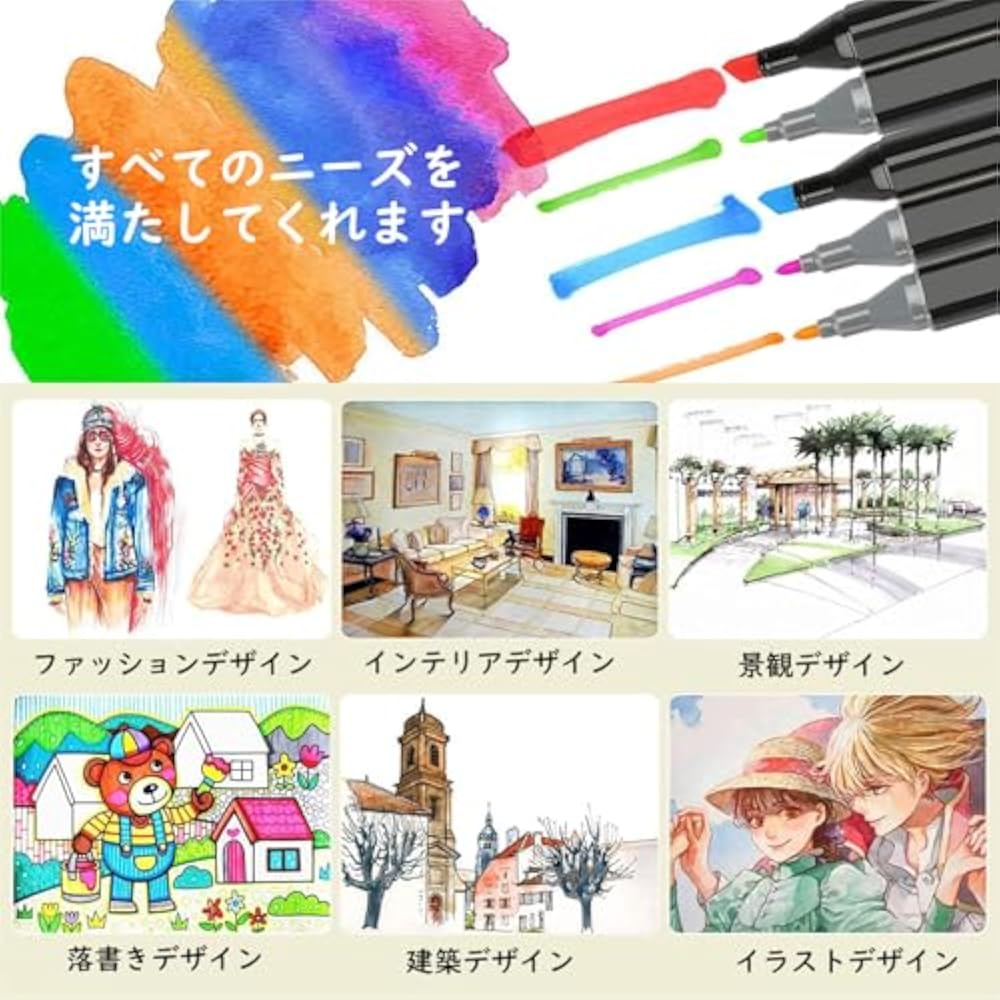Illustration Marker, 80 Color Marker Pen Set, Watercolor Pen, Thick, Thin, Waterproof, Quick-dryi...