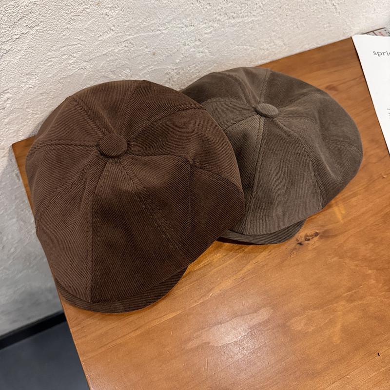 Color Solid Corduroy Beret Cap With Sun Protection Warmth For Adult Fashion Gift