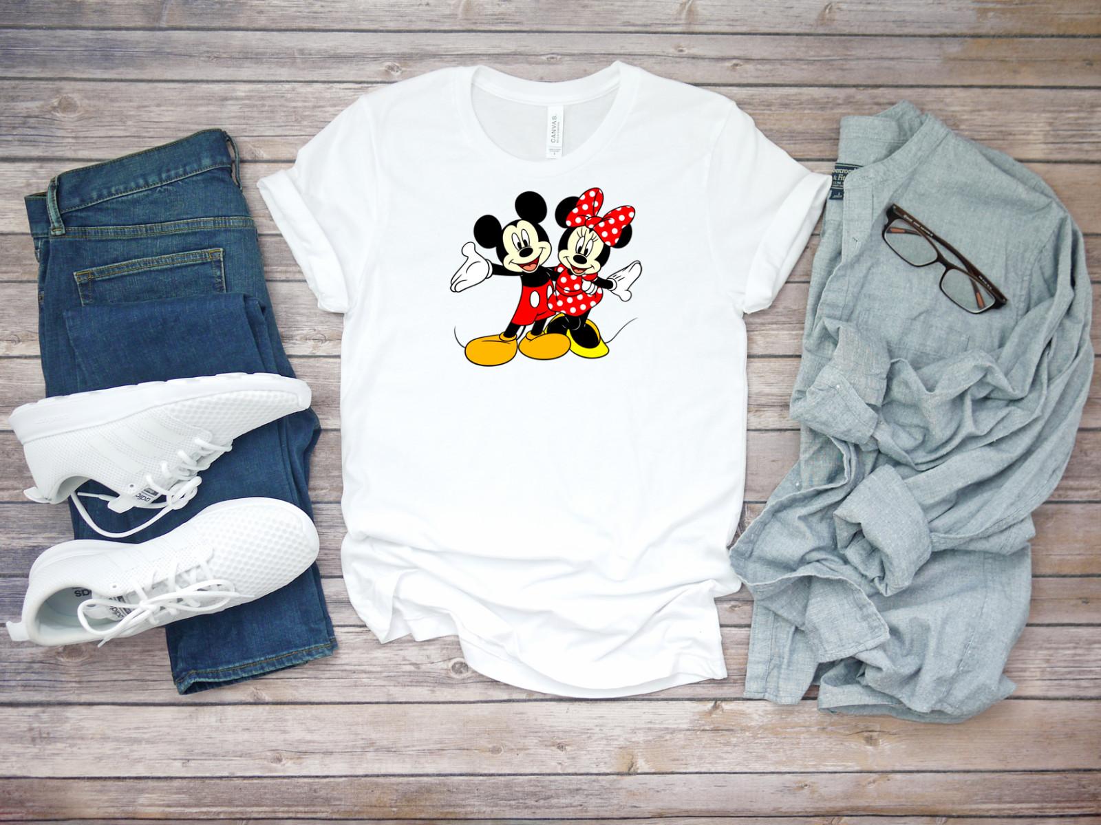 Mickey Mouse and Minnie Mouse Short Sleeve White Men T-shirt K112 M