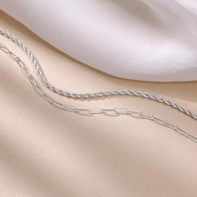 European and American Hip Hop OT Buckle Paperclip Necklace Trendy Twist Chain Double Layer Stacked Collarbone Chain Jewelry