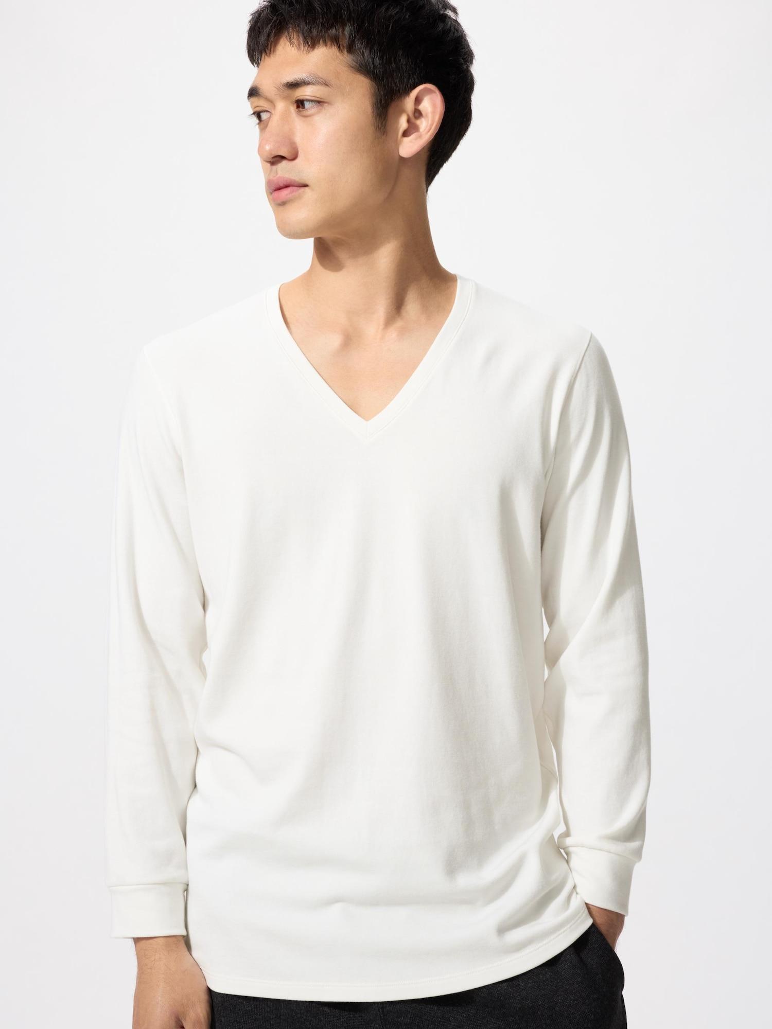 

Uniqlo Ультра теплое хлопковое термобелье с V-образным вырезом и рукавом 3/4 01 OFF WHITE/XS