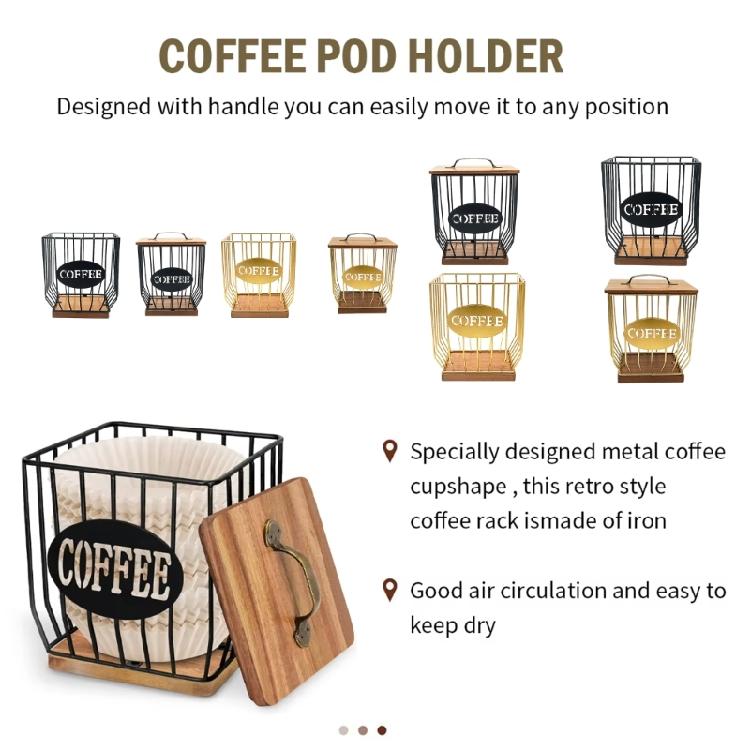 Fashionable Elegant Sturdy Coffee Storage Basket Solution Opening for Efficient Organization of Coffee Supplies