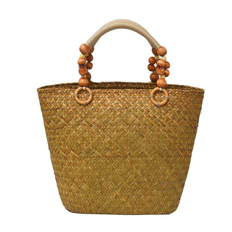 Straw Retro Large-capacity Handbag Woven Commuter Hundred Tower Tote Bag Seaside Vacation One Shoulder Handbag Women's Bag