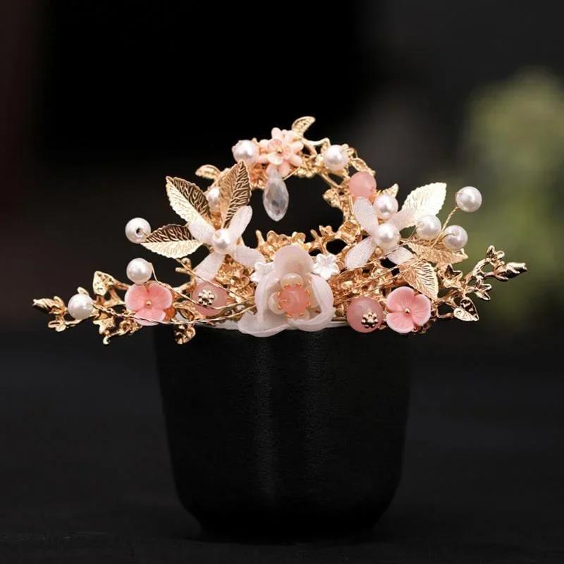 Ancient Chinese Style Women Long Tassel Step Shake Flower Hairpins Clips Hair Combs Earring Jewelry Elegant Headwear for Girls