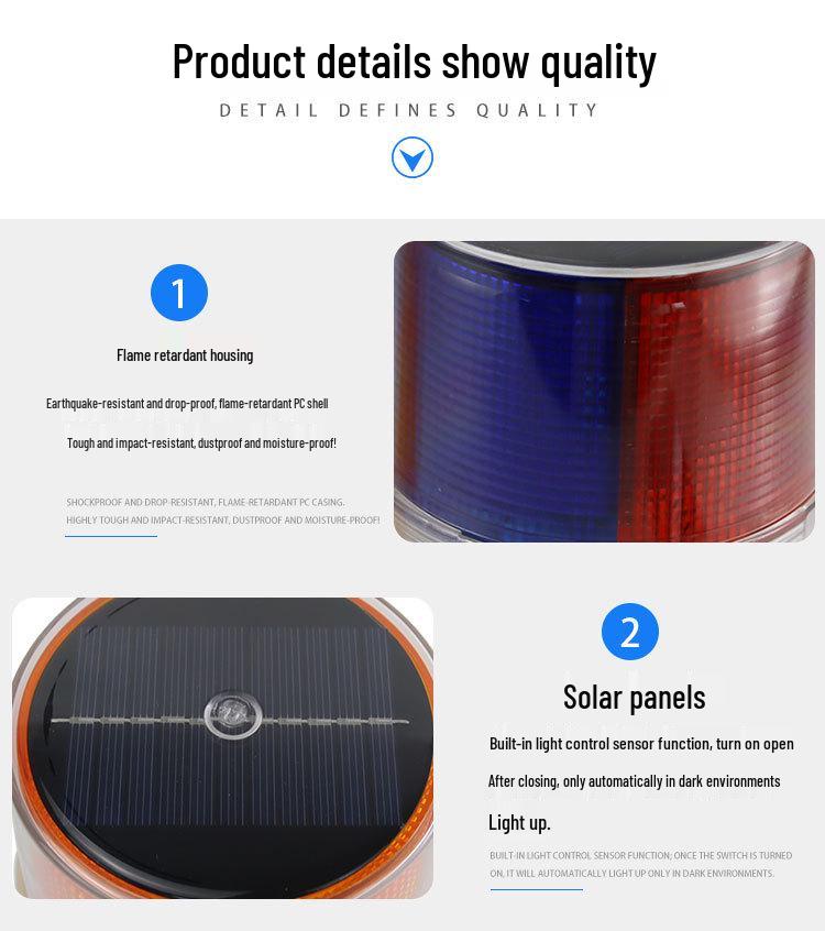 Solar-Powered Rotating Warning Light for Road & Marine Safety