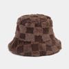 Unisex Bucket Hat Striped Women Men Fishing Fisherman Hat Autumn Winter Faux Fur Wool Outdoor Warm Panama Cap