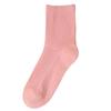 Women's Candy Color Vertical Striped Mid-Calf Socks: 100% Pure Cotton, Sweat-Absorbent and Odor-Resistant, Ideal for Spring and Autumn
