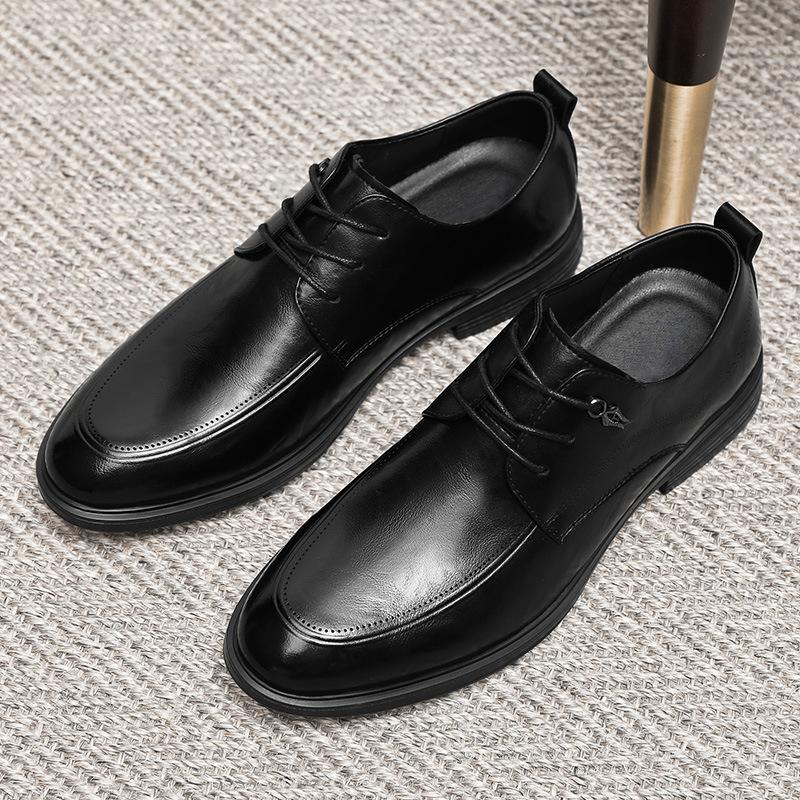 

Men s new leather shoes high-end pointed business dress men s shoes comfortable height increase low-top black versatile fashion men s shoes 44