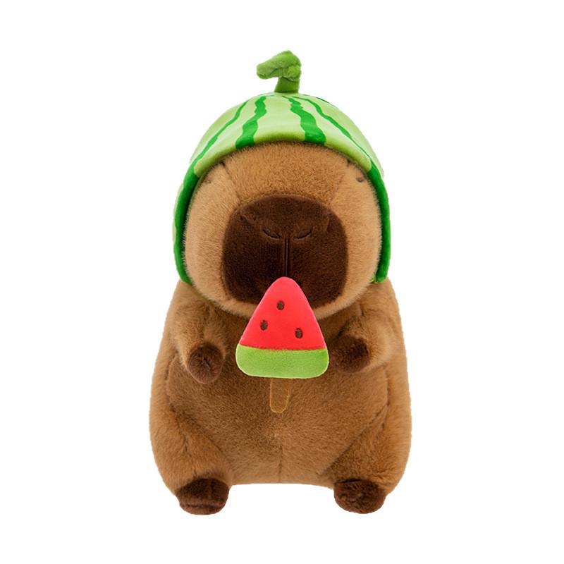 Hat Capybara Watermelon Plush Toys Soft Doll Room Decoration Children Gifts