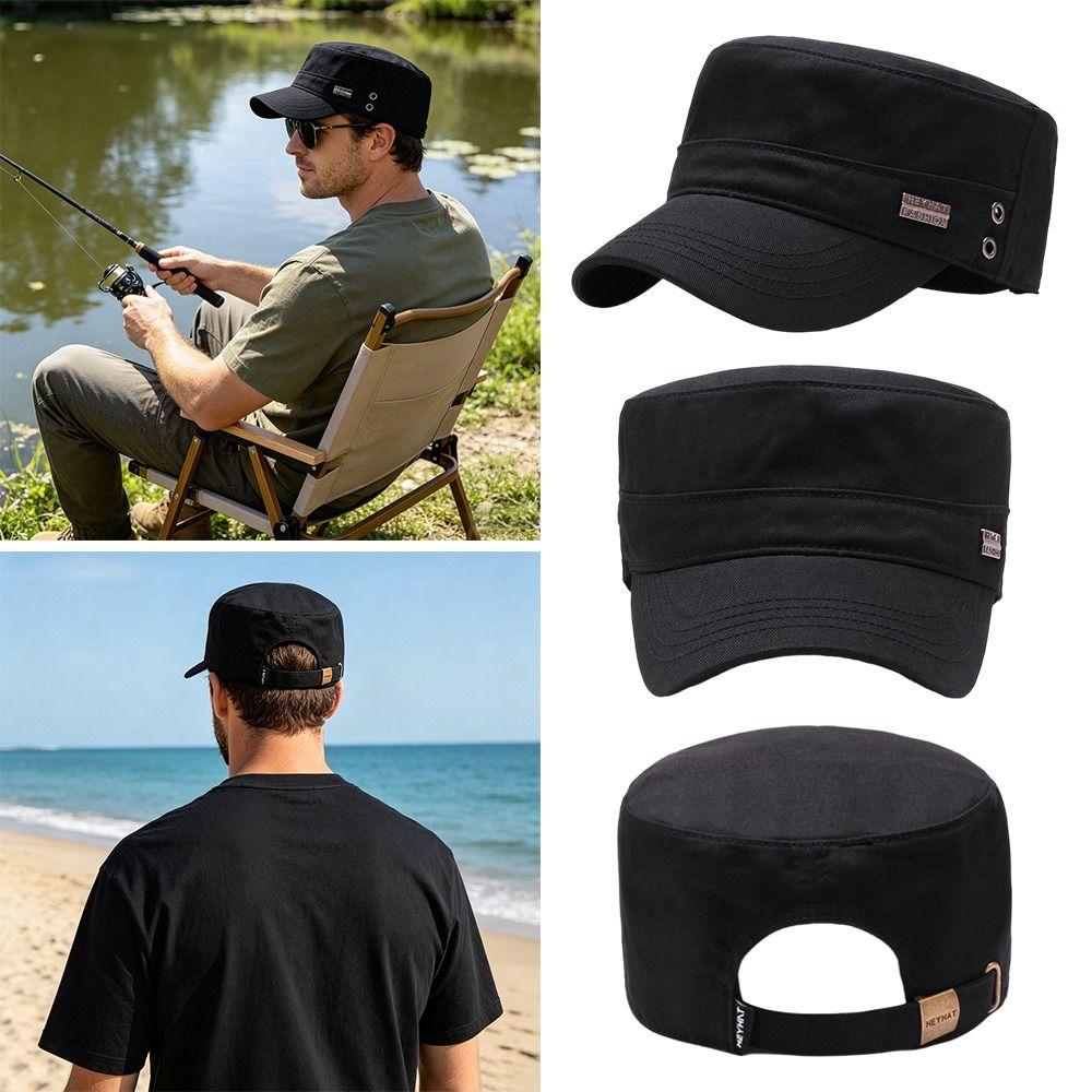 Fashion Anti-Uv Fishing Hat Casual Adjustable Sun Hat Cotton Breathable Flat Top Hat Spring Summer