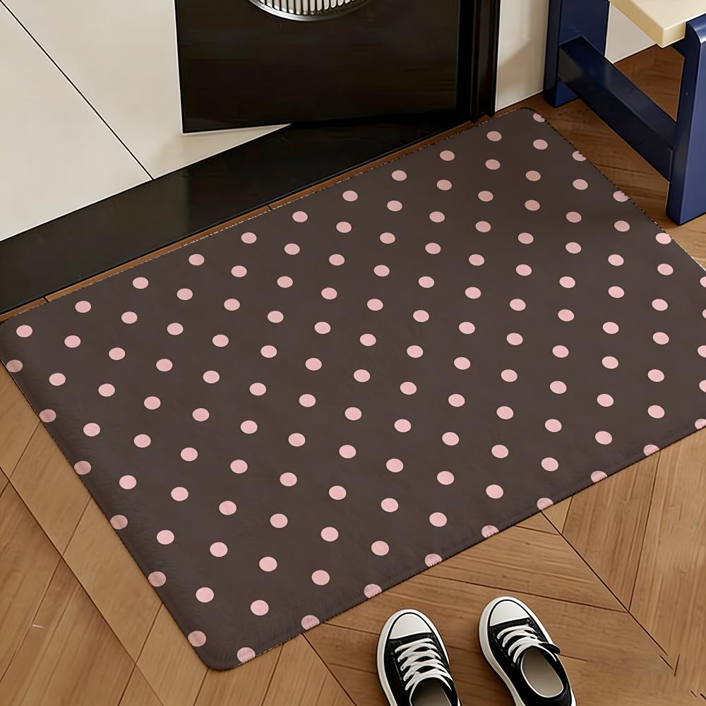 Dot Pattern Floor Mat Soft Flannel Rug Non-Slip Absorbent Mat For Bathroom Bedroom Home Decor