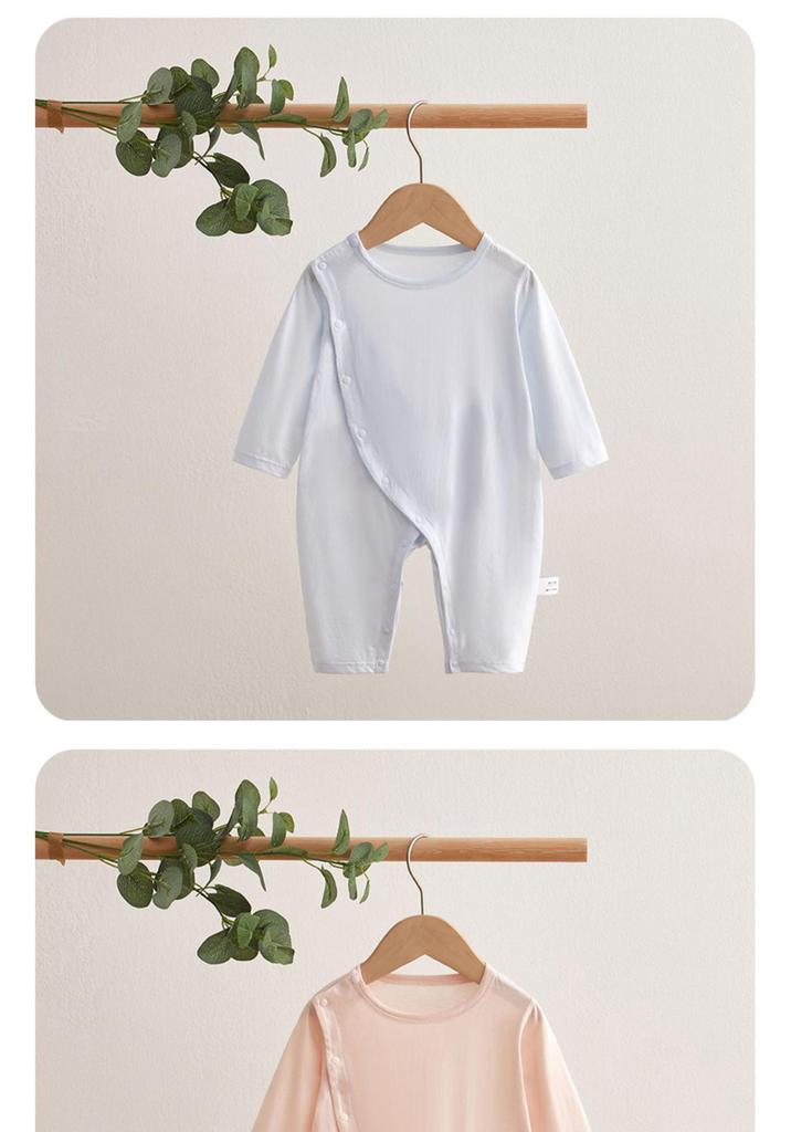 Spring & Autumn Baby Jumpsuit: Double Layer Belly Protection, Ultra-Thin Ice Silk Crawling Bodysuit, Boneless Close-Fitting Pajamas