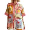 Summer Ladies Vacation 2-piece Casual Fashion Linen Shirt Collar Cardigan Long Suit