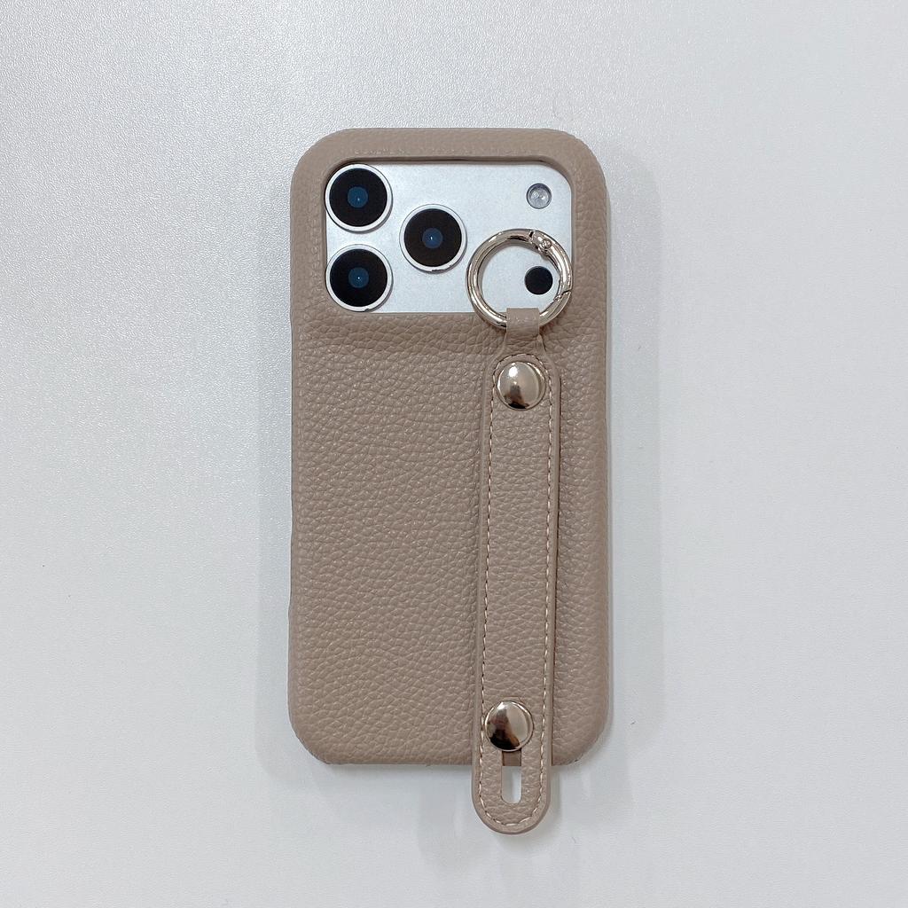 Lychee Ring Holder Stylish Wristband PU Leather Phone case For iPhone 17 Pro Max 16 Plus 15 14 13 12 kickstand Shockproof Cover