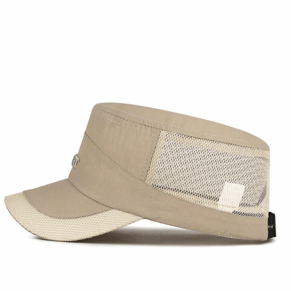 Adjustable Flat Top Cap Sun Protection Quick Drying Cap Retro Mesh Sun Hat Sports Activities