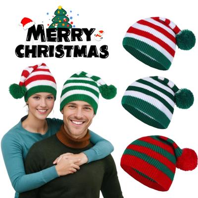 Festive Santa Hat Knitted Christmas Beanie Warm Winter Cap For Adults Kids Matching Family Holiday Party Decor  Xmas Accessories
