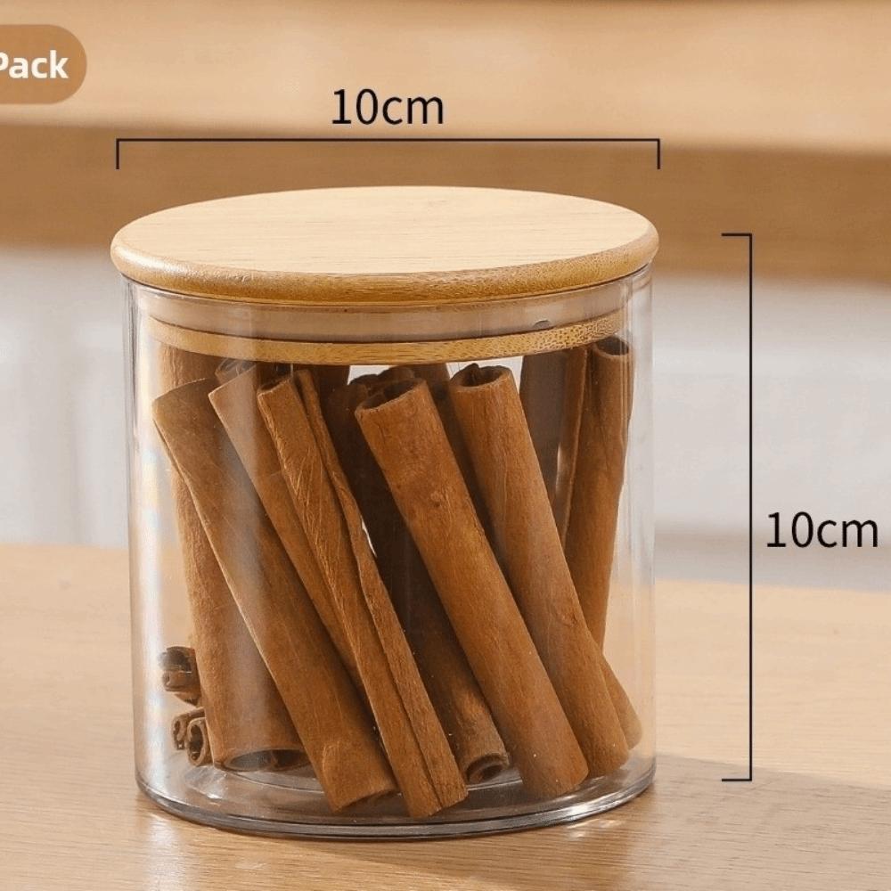 Transparent Square Storage Jars Bamboo Lids Sealed Can Kitchen Canister Moisture Proof Clear Spice Containers Kitchen