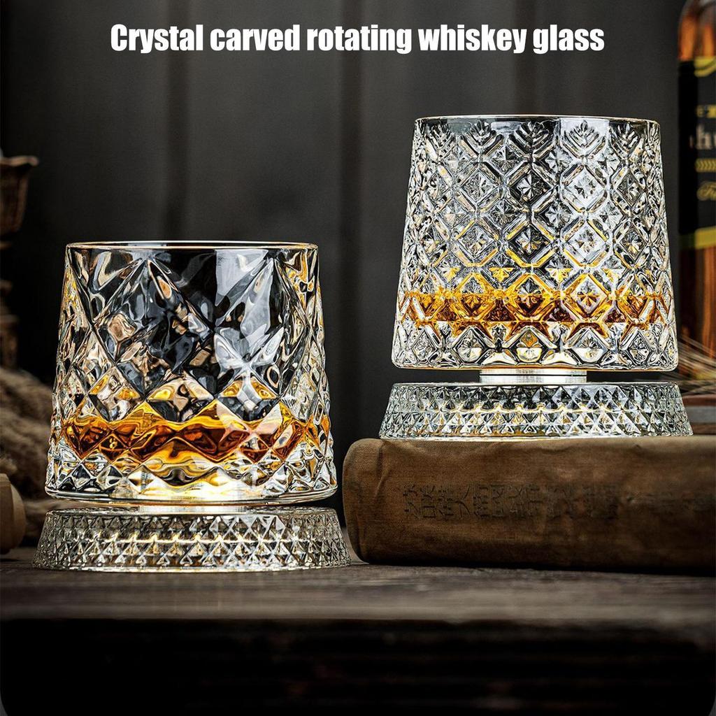 Creative Whiskey Glasses Durable Spinnings Glassware Cocktails Wine Brandy Cup Water Juice Tea Mug Party Drinking Glass Tumbler