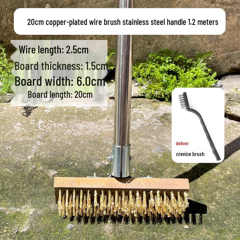 Stainless Steel Wire Floor Scrubber with Long Handle and Hard Bristles