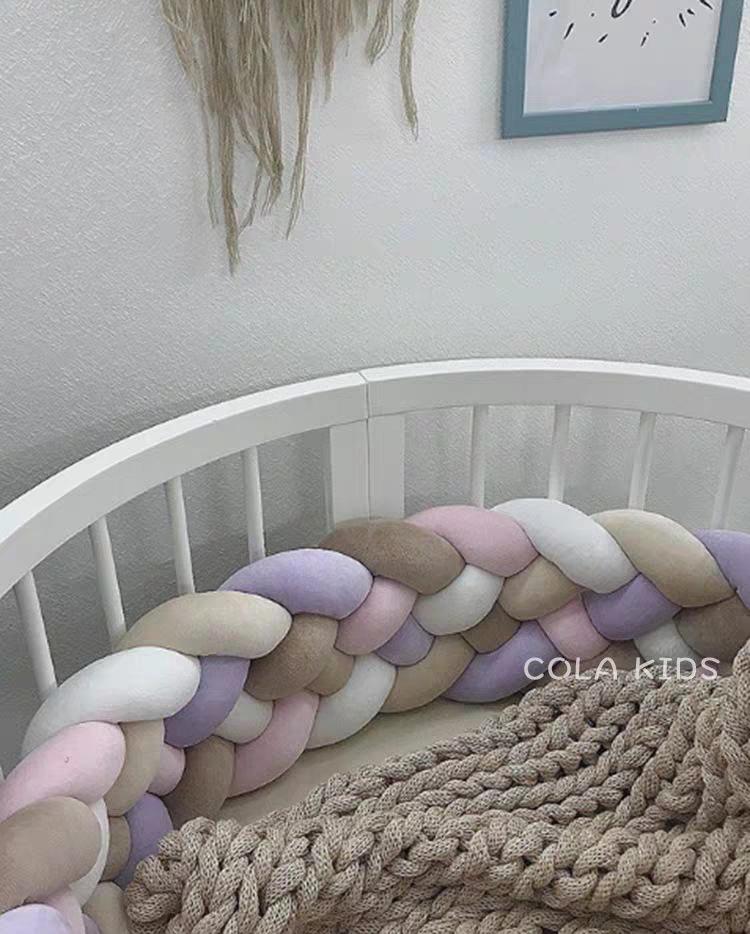 Dänischer Strick Nordischer Knotenball Krippenstoßschutz - 6-Strang-Zopf für Neugeborene