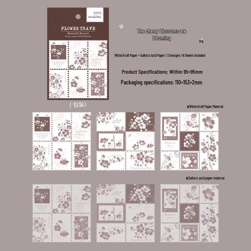 Retro Floral Travel & Journaling Stickers: Creative DIY Card Collage Material