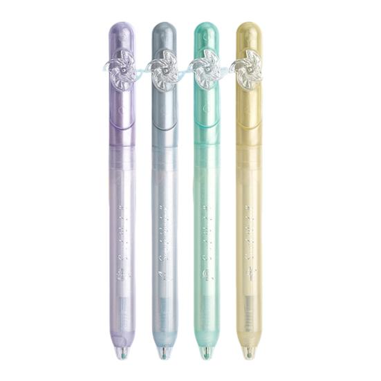 4 Pcs Retractable Spinning Erasable Pens Refillable Gel Pens for Girls Women Gifts 0.5mm Black Ink Pens for Journaling Drawing Writing