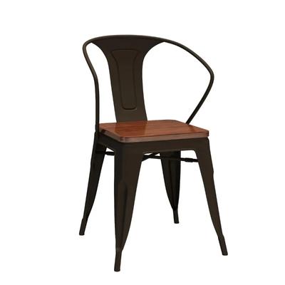 Scaun de sufragerie din fier la modă, scaun de cafea pentru restaurant, scaun creativ în stil european, retro, vintage, stil industrial, scaune simple din metal și lemn