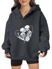 2025 new European and American Halloween women's hooded sweater front and rear pattern winter fleece loose casual