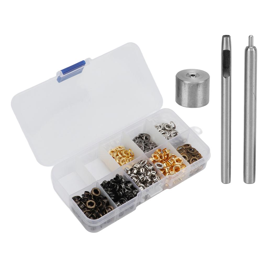 240pcs Grommets 4mm DIY Plated Practical Small 4 Colors Metal Eyelets Grommets Ornament Sets Tool