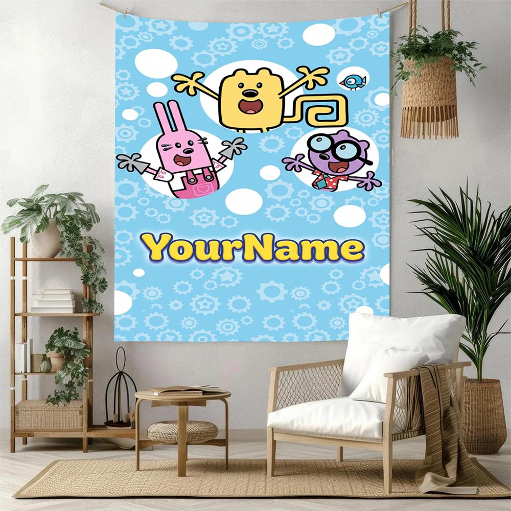 Wow Wow Wubbzy Individuell mit Ihrem Namen Wanddekoration Wandteppich Kunst Für Haustier-Gedenken Geburtstag Hochzeitsfeier Kulisse Familiengeschenk