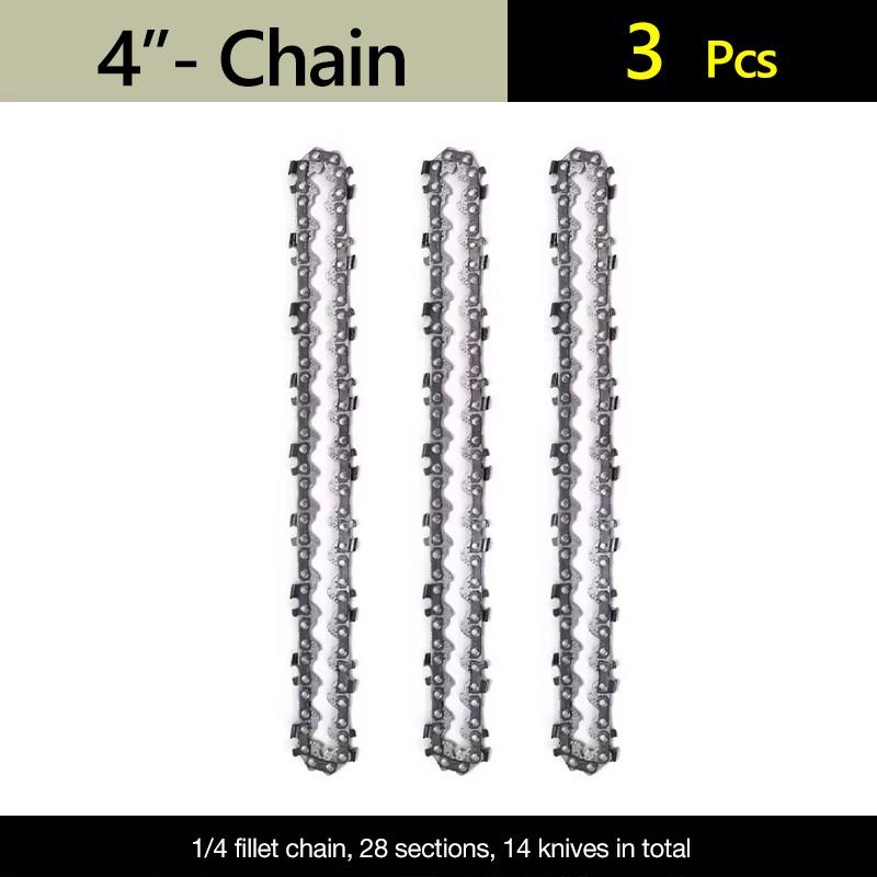 4 Inch Saw Blade Chainsaw Chains and Guide Bar Mini Steel Chains Electric Saw Blade Tool Saw Accessory Replacement Wood Cutting
