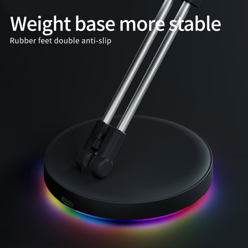 Ergonomic Mouse Cord Holder Featuring Color Lighting And Stable Metal Weighted Design Cable Holder For Gamers