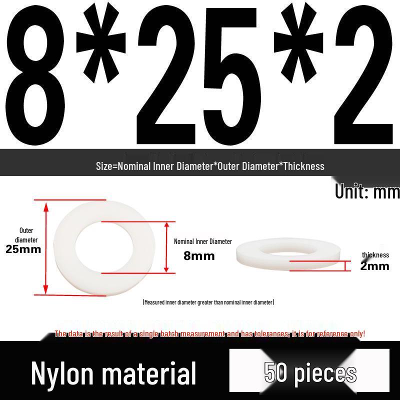White Wear-Resistant Nylon Flat Washer Round Plastic Insulating Gasket M4-M20