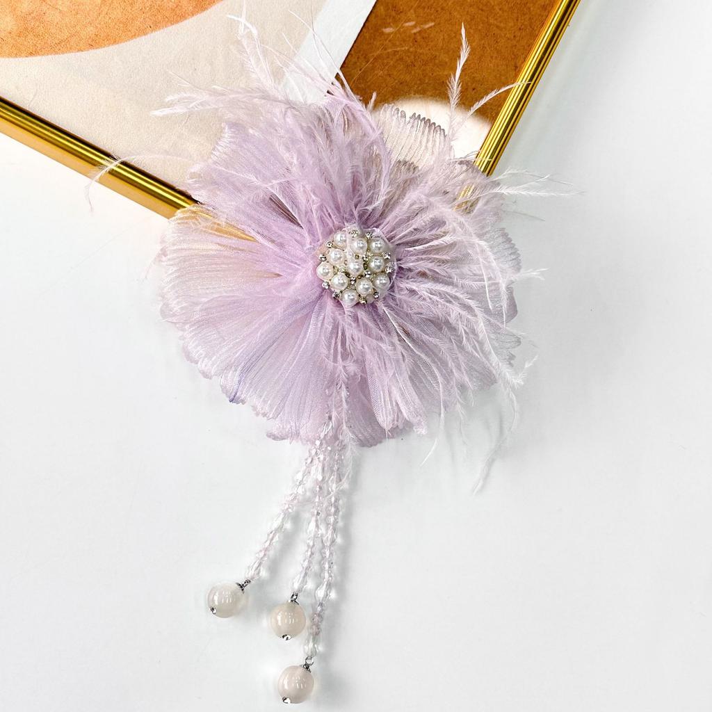 Beautiful Multi-Color Handmade Feathers Three-Dimensional Flower Corsage Clothing Hairpin Headgear Clothing Accessories