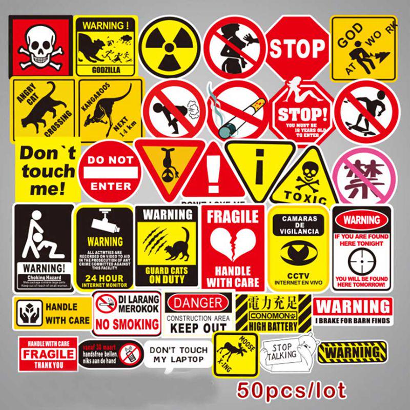 Wholesale Authentic Mixed Color Warning Stickers Snowboard Skateboard Car Laptop