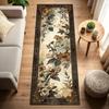 Rustic Floral Hallway Rug Non-Slip Washable Kitchen Runner Vintage Botanical Flowers  Ferns Print Floor Mat for Boho Home Decor