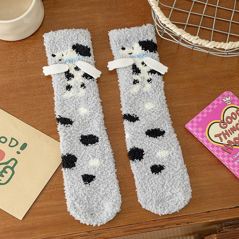 Baby Socks Cartoon Animal Cute Sweet Mid Tube Socks Winter Thick Soft Comfortable Girls Boys Coral Fleece Floor Socks