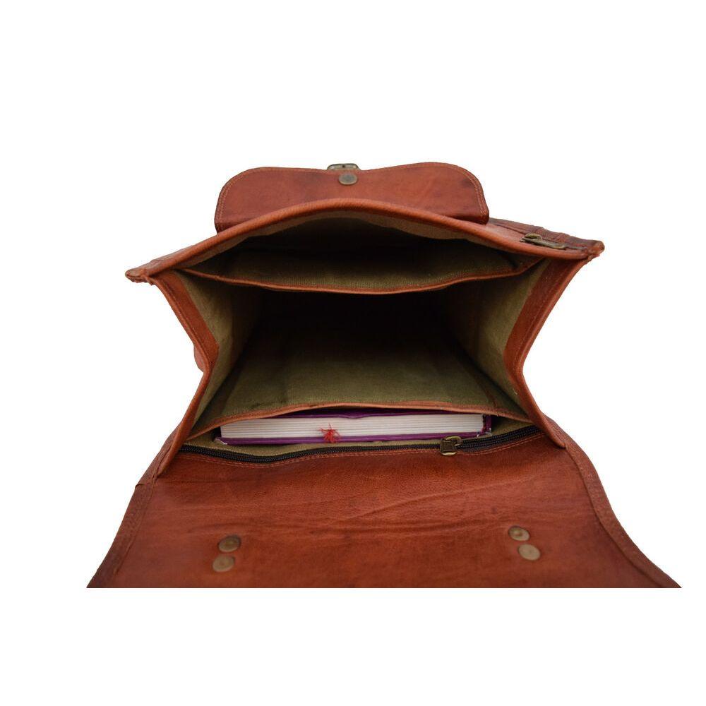 15 In Leather Backpack Shoulder Bag Rucksack Office School Laptop Handbags