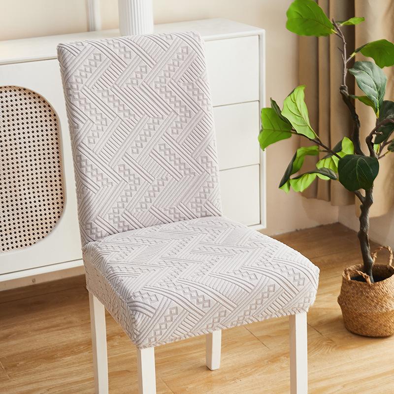 Kitchen Striped Chair Cover Luxurious Jacquard Chair Cover with Backrest Elastic Chair Protector Wedding and Christmas Decorations