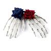 Skeleton Hand Hair Clip Gothic Barrette with Faux Roses Punk Style Hair Accessories for Halloween Themed Party Dress-up
