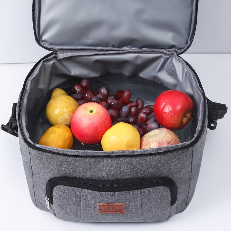 Double-Layer Insulated Picnic Bag - Large, Single Shoulder, Waterproof, Heat-Pressed, Fresh-Keeping, Outdoor Handheld.