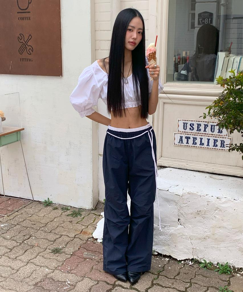 YOUHEE [3Colors] Cotton Layered Banding Wide Pants