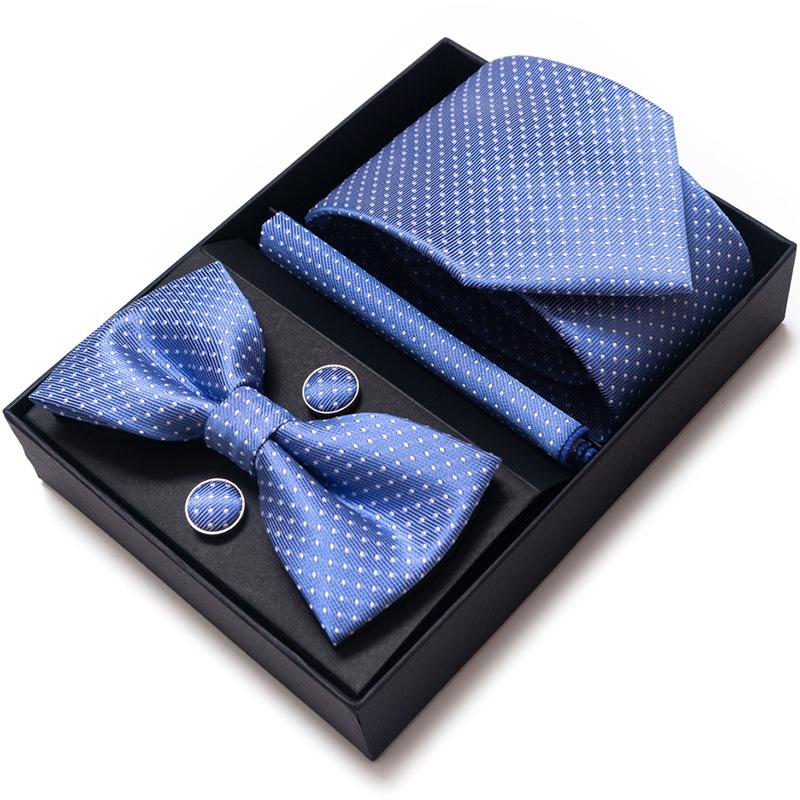 Men'S Business Dress Party Tie Gift Box Fashion Tie Square Scarf Combination Set Tie Bow Tie Set