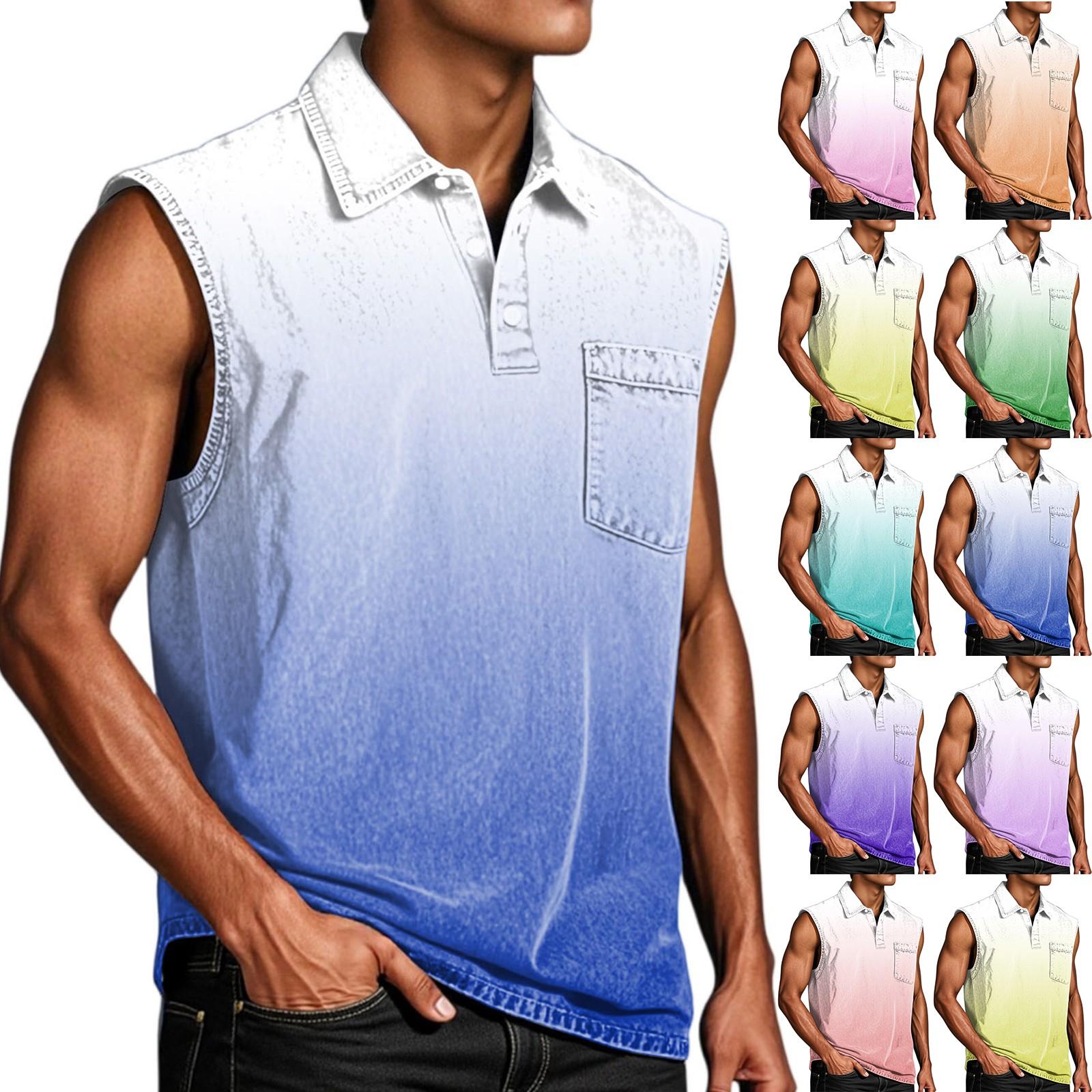 

Men s Sleeveless Gradient Print Aged Shirt XL жовтий
